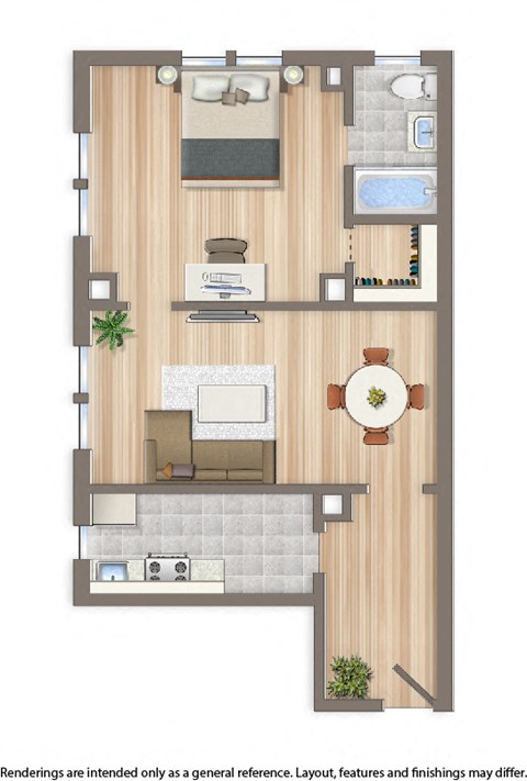 hampton courts one bedroom floor plan